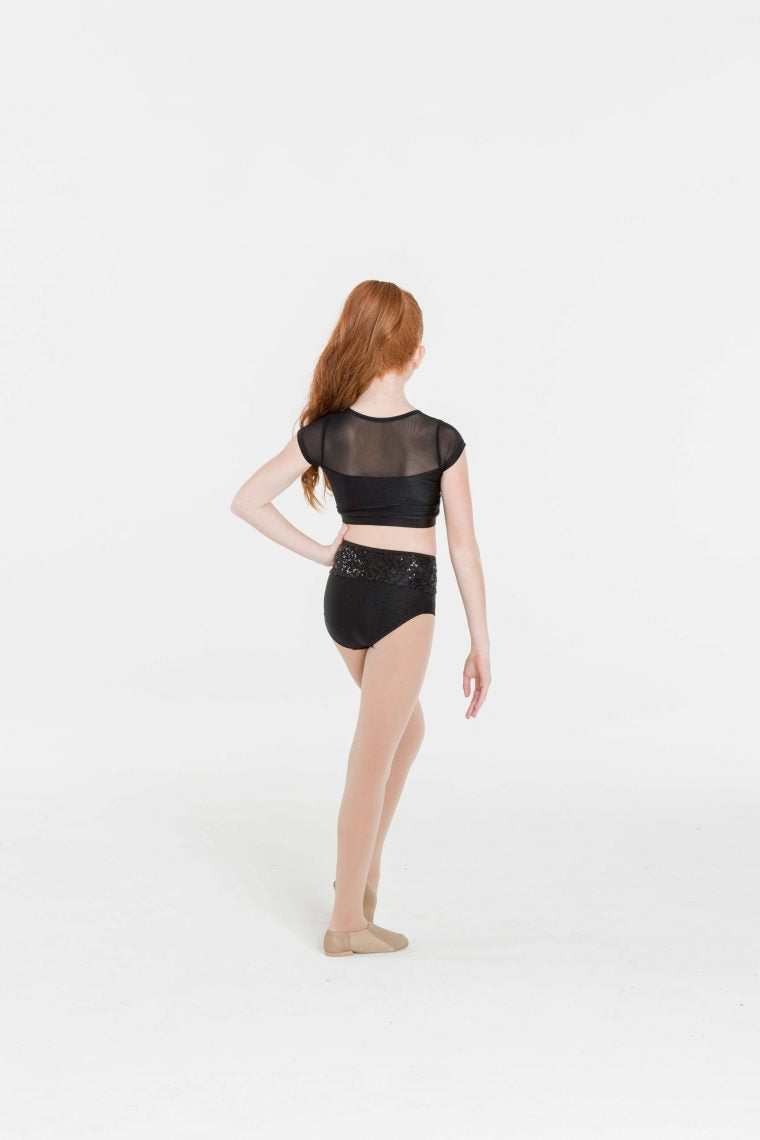 Attitude Sequine Crop Top - Black - Child