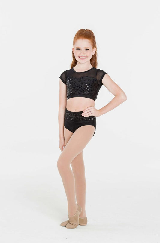 Attitude Sequine Crop Top  - Black - Child