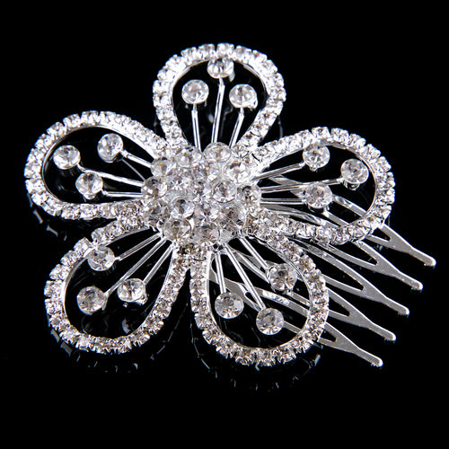 Rhinestone Flower Comb