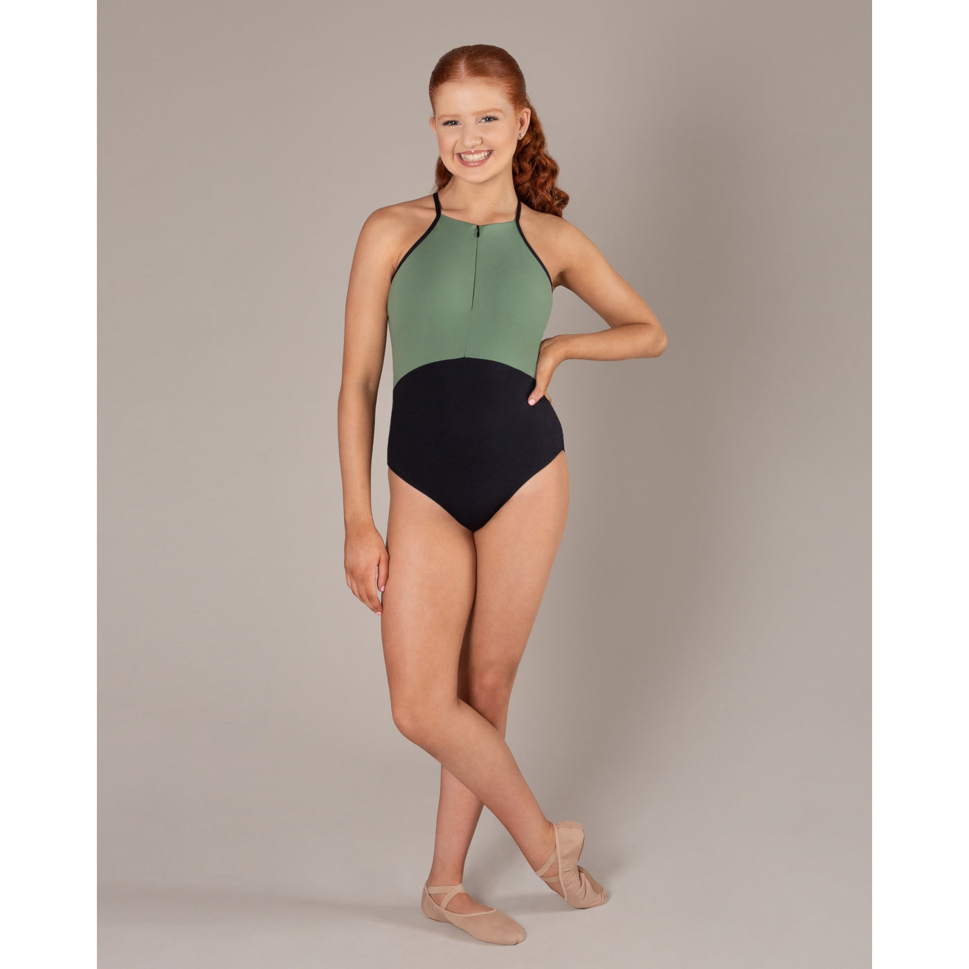 Isabelle Zip Leotard - Fern