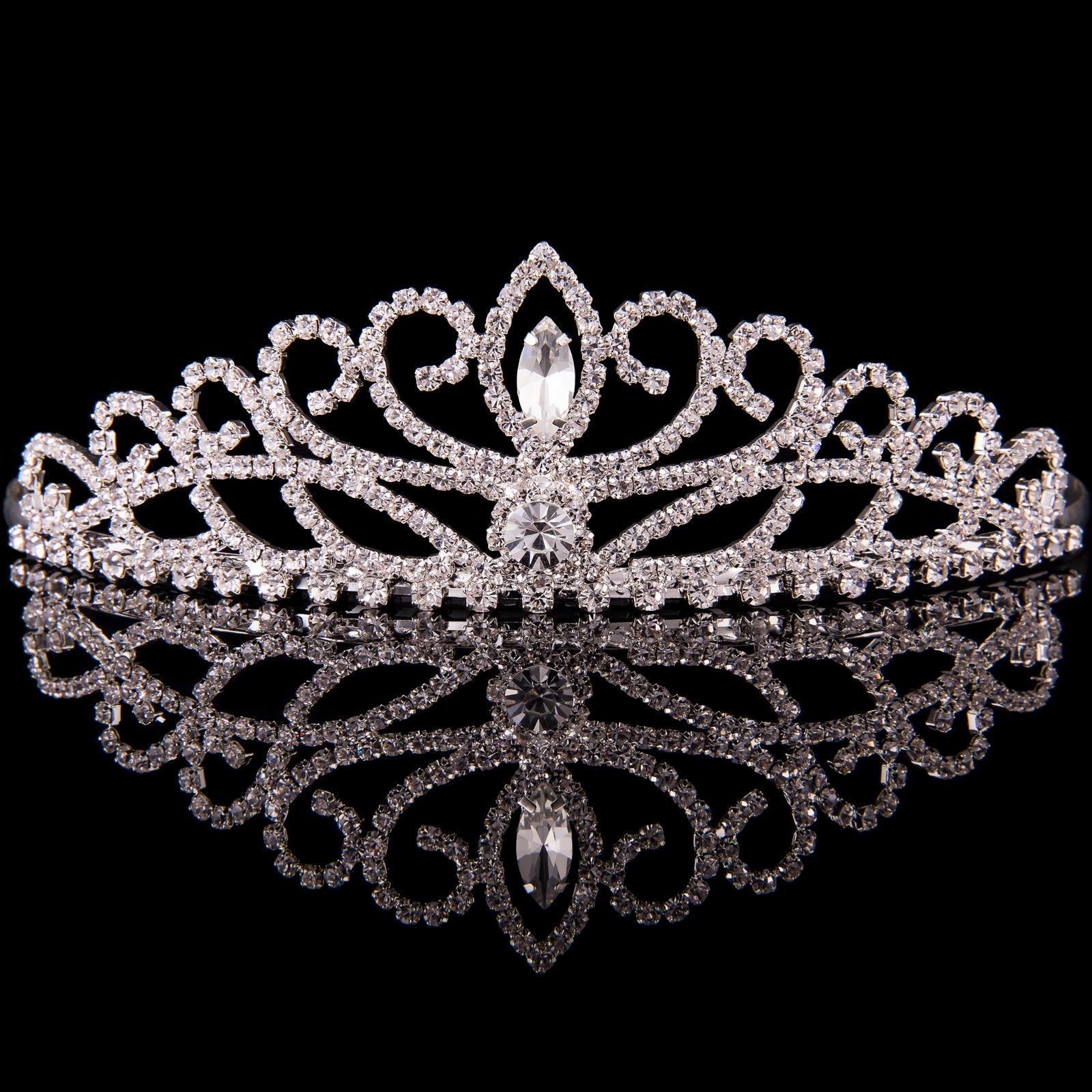 Crystal Tiara - Large - Silver