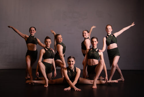 Green & Black Assymetrical Group Costume - EMAIL TO ENQUIRE
