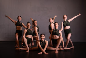 Green & Black Assymetrical Group Costume - EMAIL TO ENQUIRE