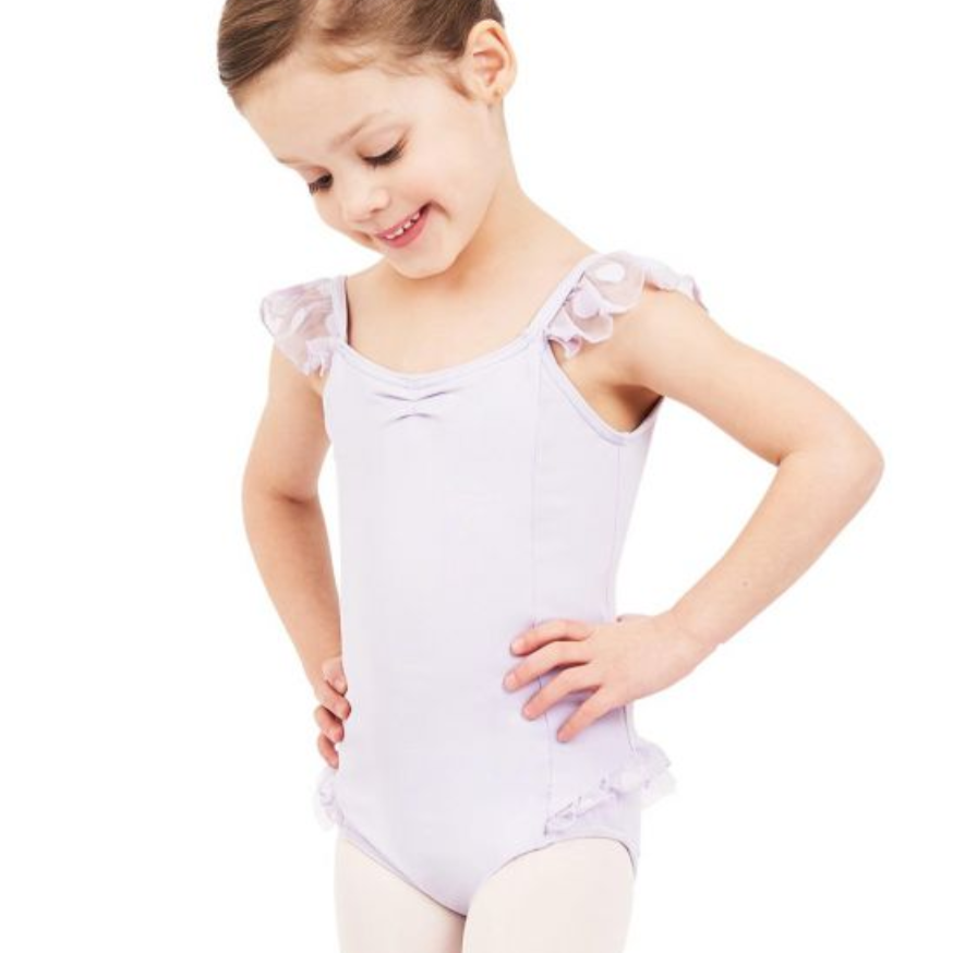 Sweet Kisses Flutter Sleeve Camisole Leotard - Lavender / Pink