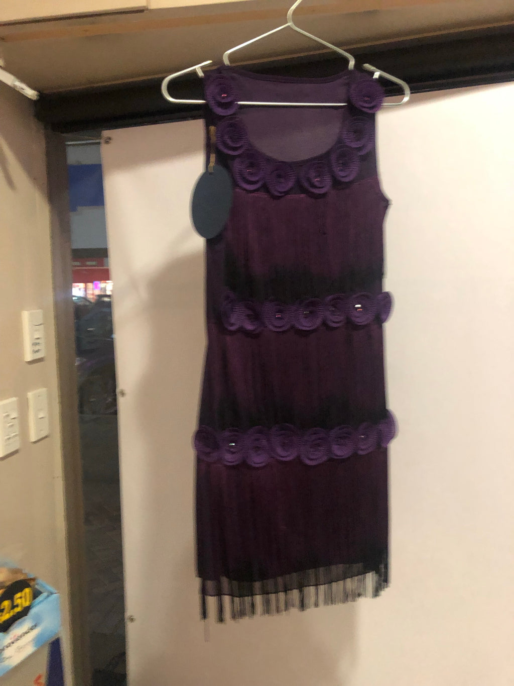 Dark plum Latin Dress with fringe